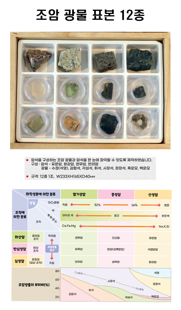 조암광물표본 12종(교과서수록) > 암석·화석·광물 | 한국과학기기조합 회원사 사이언스119